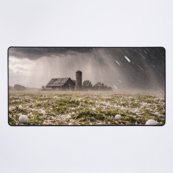 Item preview, Hailstorm Over Farm – Dramatic Storm Landscape designed and sold by Yomere.