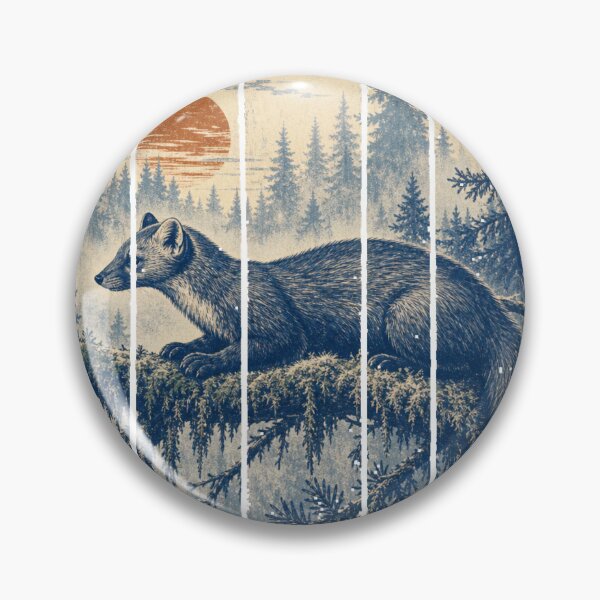 Item preview, Pine Marten on a Mossy Branch designed and sold by VisualArtsOasis.