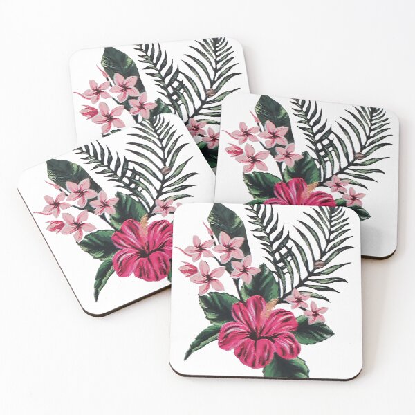 Item preview, Tropical Hibiscus and Plumeria Floral Botanical Art designed and sold by Tokraz-art.