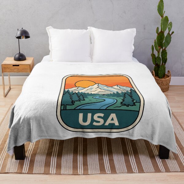 Item preview, American Wilderness Mountain River Sunset Vintage Badge designed and sold by Paper Drip.