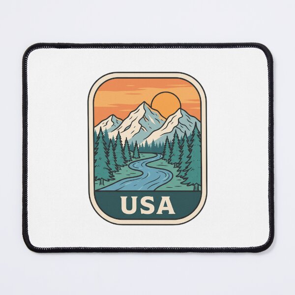 Item preview, Scenic USA Alpine Mountains Pine Forest Retro Landscape Art designed and sold by Paper Drip.