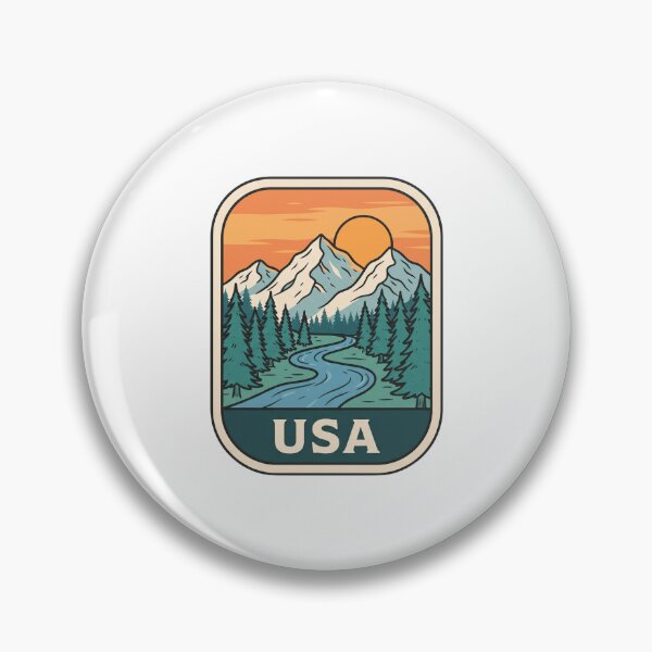 Item preview, Scenic USA Alpine Mountains Pine Forest Retro Landscape Art designed and sold by Paper Drip.