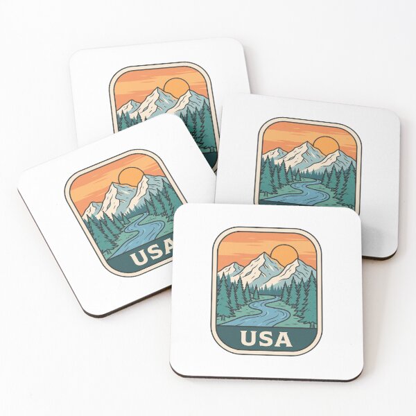 Item preview, Scenic USA Alpine Mountains Pine Forest Retro Landscape Art designed and sold by Paper Drip.