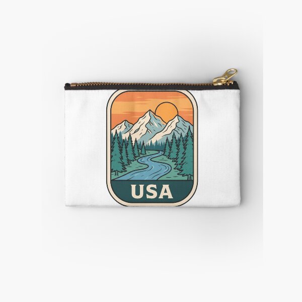 Item preview, Scenic USA Alpine Mountains Pine Forest Retro Landscape Art designed and sold by Paper Drip.
