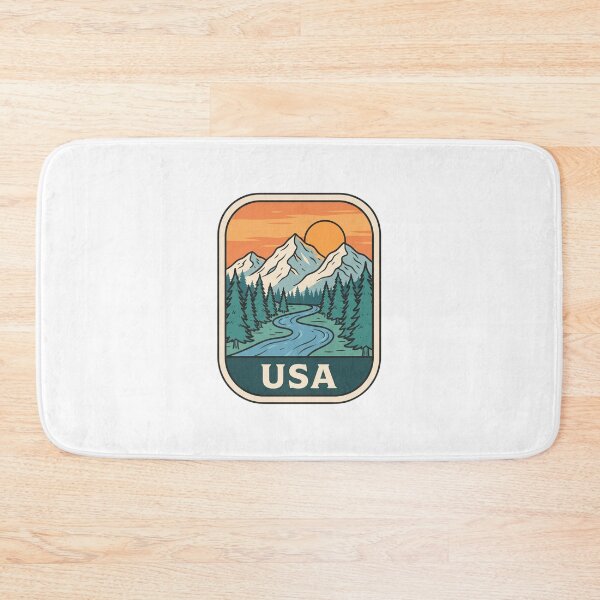 Item preview, Scenic USA Alpine Mountains Pine Forest Retro Landscape Art designed and sold by Paper Drip.