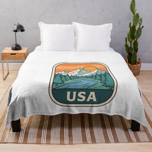 Item preview, Scenic USA Alpine Mountains Pine Forest Retro Landscape Art designed and sold by Paper Drip.