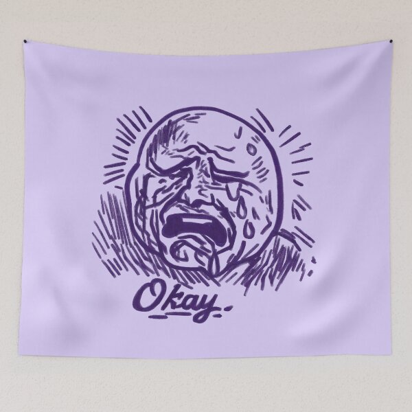 Item preview, Okay. Retro Vintage Crying Meme Face | Classic Rage Comic Reaction | Funny Internet Meme Sticker designed and sold by StickyDelights.