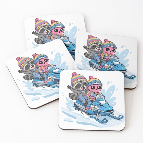 Item preview, DLBG Pink Skull & Jimothy Raccoon Snowmobile Winter Adventure designed and sold by DLBG-STORE.