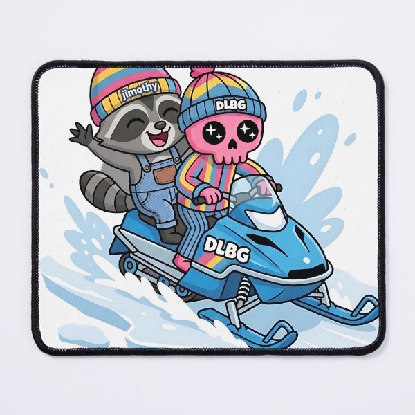 Item preview, DLBG Pink Skull & Jimothy Raccoon Snowmobile Winter Adventure designed and sold by DLBG-STORE.