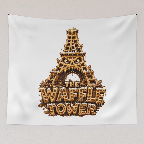 Item preview, The Waffle Tower - Scary Eiffel Tower Monster Funny Horror Print designed and sold by HorrorWorldWeb.