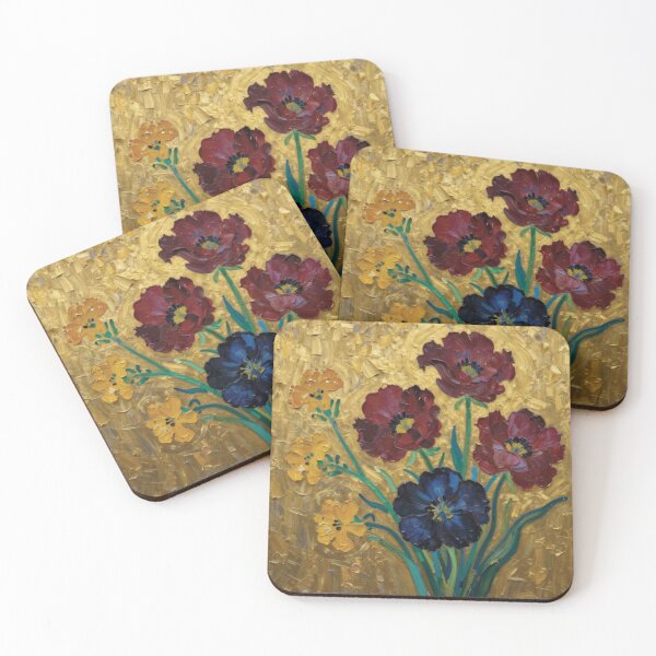 Item preview, Impressionistic Floral Oil Painting with Metallic Gold Texture designed and sold by Lucia Amaris Art.