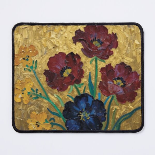 Item preview, Impressionistic Floral Oil Painting with Metallic Gold Texture designed and sold by Lucia Amaris Art.