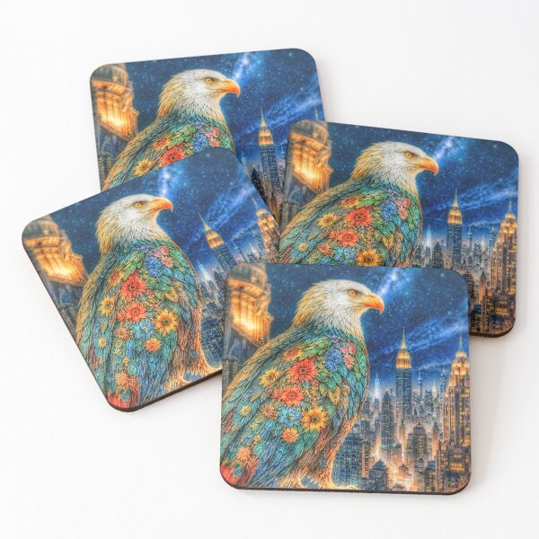 Item preview, Floral Eagle Art Print Over Cityscape designed and sold by The Empire Of Digital Art..