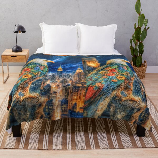 Item preview, Floral Eagle Art Print Over Cityscape designed and sold by The Empire Of Digital Art..