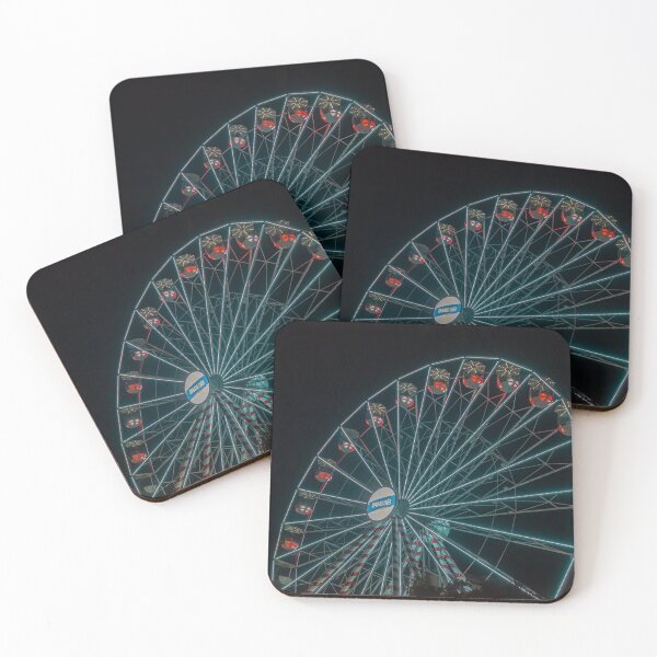 Item preview, Illuminated Ferris Wheel at Night With Colorful Carnival Lights and Gondolas Against Dark Sky designed and sold by Nmallia.