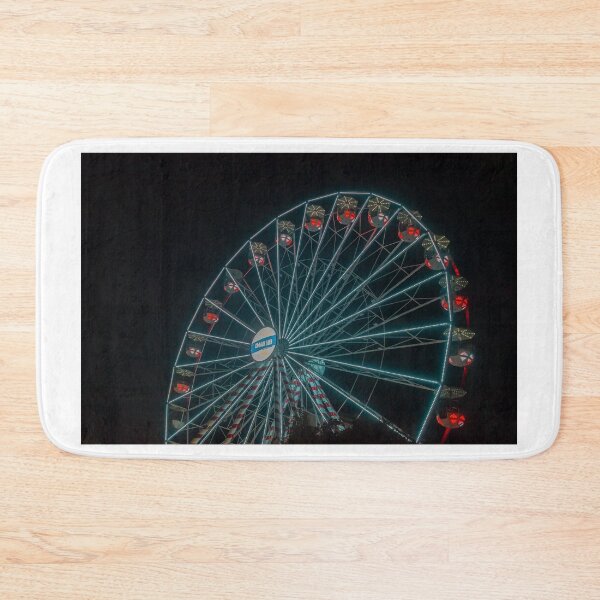 Item preview, Illuminated Ferris Wheel at Night With Colorful Carnival Lights and Gondolas Against Dark Sky designed and sold by Nmallia.