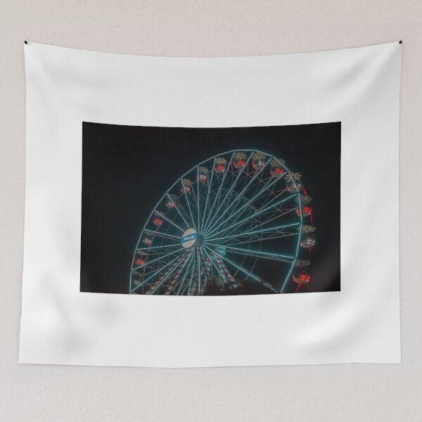 Item preview, Illuminated Ferris Wheel at Night With Colorful Carnival Lights and Gondolas Against Dark Sky designed and sold by Nmallia.