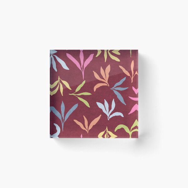 Item preview, Vibrant Colorful leaf foliages on textured deep brown red burgundy background designed and sold by PrettywithColor.