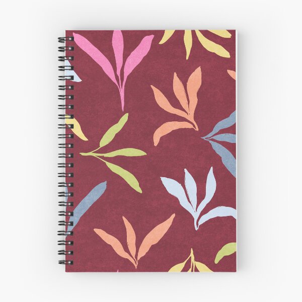 Item preview, Vibrant Colorful leaf foliages on textured deep brown red burgundy background designed and sold by PrettywithColor.