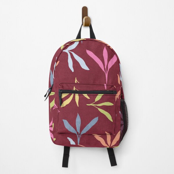 Item preview, Vibrant Colorful leaf foliages on textured deep brown red burgundy background designed and sold by PrettywithColor.
