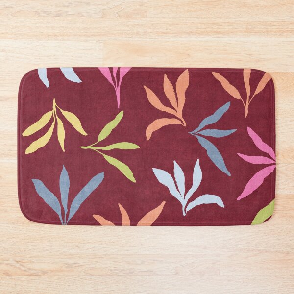 Item preview, Vibrant Colorful leaf foliages on textured deep brown red burgundy background designed and sold by PrettywithColor.