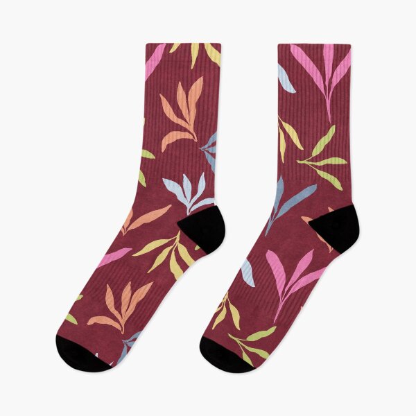 Item preview, Vibrant Colorful leaf foliages on textured deep brown red burgundy background designed and sold by PrettywithColor.