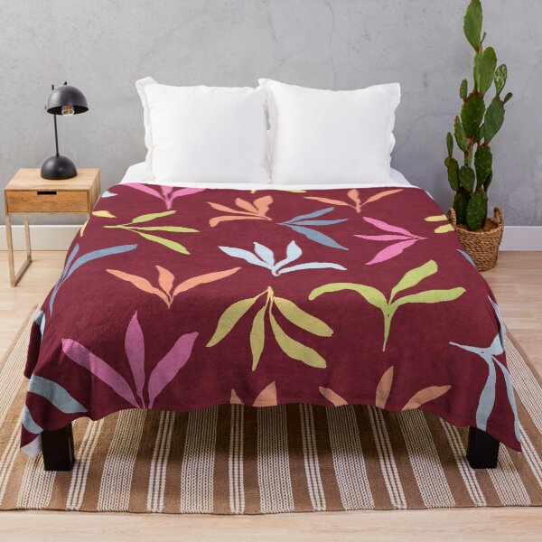 Item preview, Vibrant Colorful leaf foliages on textured deep brown red burgundy background designed and sold by PrettywithColor.