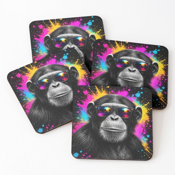 Item preview, Cool Chimp with Color Splash Sunglasses – Urban Pop Art Monkey designed and sold by LittleGinnyArt.