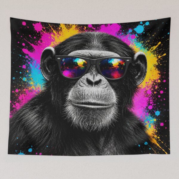 Item preview, Cool Chimp with Color Splash Sunglasses – Urban Pop Art Monkey designed and sold by LittleGinnyArt.