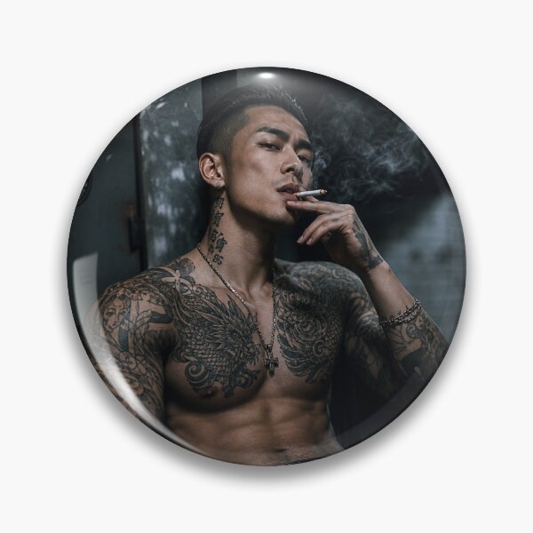 Item preview, A cool tattooed man smoking a cigarette designed and sold by RiverFong.
