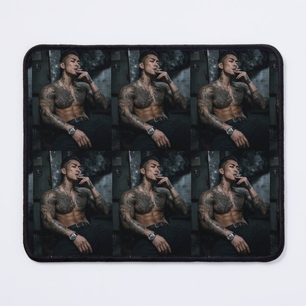 Item preview, A cool tattooed man smoking a cigarette designed and sold by RiverFong.