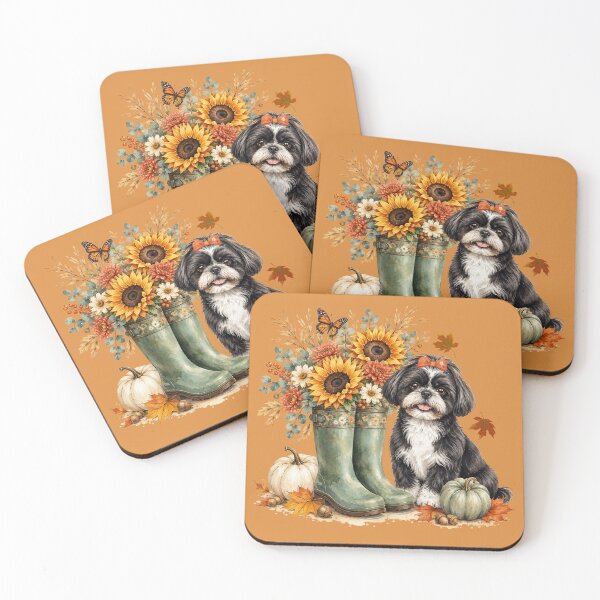 Item preview, Cute Shih Tzu Dog Autumn Sunflower Art designed and sold by Cute & Sassy Custom Gifting Boutiques.