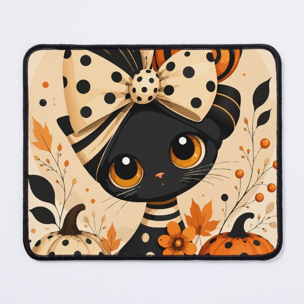 Item preview, Polka Dot Pumpkin Cat – Cute Black Cat Halloween Art designed and sold by ArtByBoya.