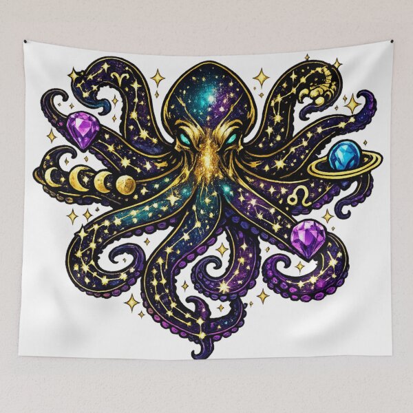 Item preview, Cosmic Zodiac Octopus Celestial Astrology T-Shirt | Galaxy Constellation Kraken Design designed and sold by irfanshikh.