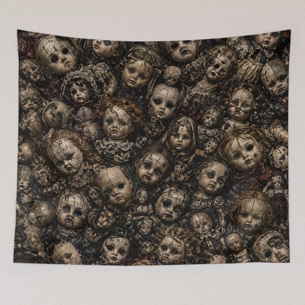 Item preview, Creepy Antique Doll Pattern | Haunted Porcelain Dolls All Over Print | Gothic Horror Seamless Texture designed and sold by getpressedshirt.