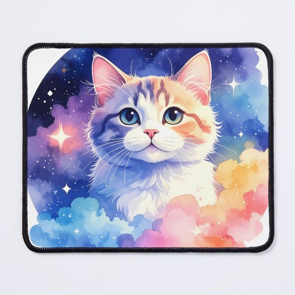 Item preview, Cosmic Watercolor Cat Floating in Galaxy Clouds designed and sold by BetweenForms.