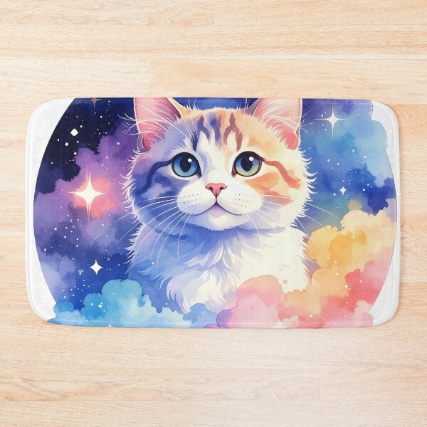 Item preview, Cosmic Watercolor Cat Floating in Galaxy Clouds designed and sold by BetweenForms.