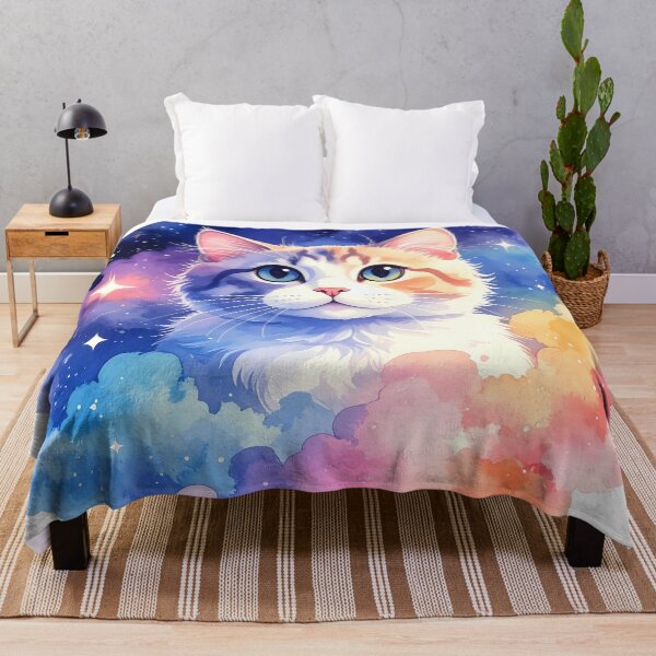 Item preview, Cosmic Watercolor Cat Floating in Galaxy Clouds designed and sold by BetweenForms.