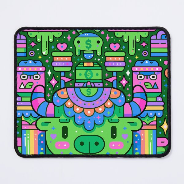 Item preview, Vibrant Lucky Bull Spirit: Maximalist Kawaii Art designed and sold by Romgora.