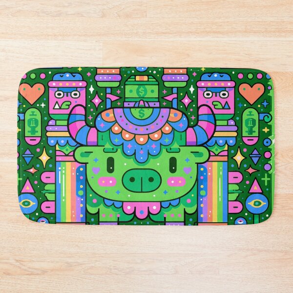 Item preview, Vibrant Lucky Bull Spirit: Maximalist Kawaii Art designed and sold by Romgora.