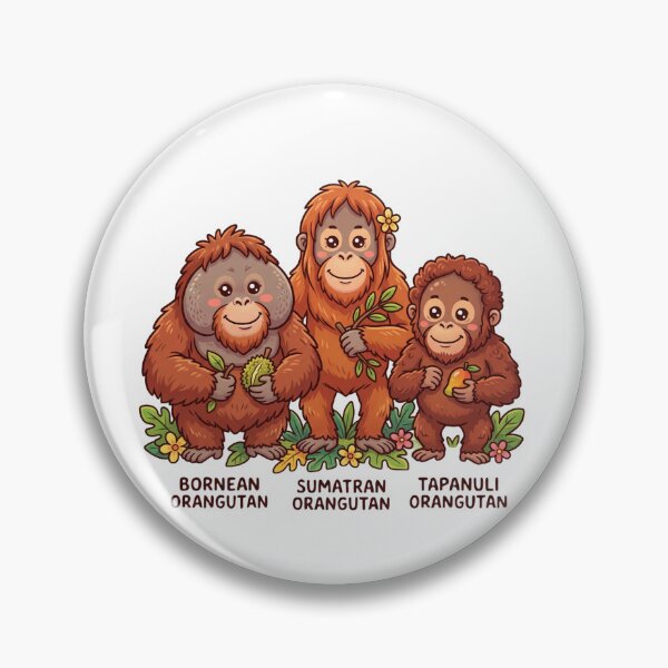 Item preview, Cute Kawaii Orangutan Trio | Sumatran, Tapanuli & Bornean Orangutans designed and sold by redsharkuk.