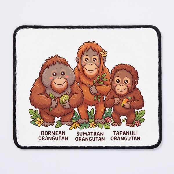 Item preview, Cute Kawaii Orangutan Trio | Sumatran, Tapanuli & Bornean Orangutans designed and sold by redsharkuk.