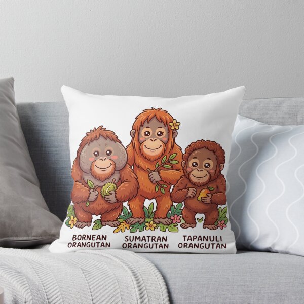 Item preview, Cute Kawaii Orangutan Trio | Sumatran, Tapanuli & Bornean Orangutans designed and sold by redsharkuk.