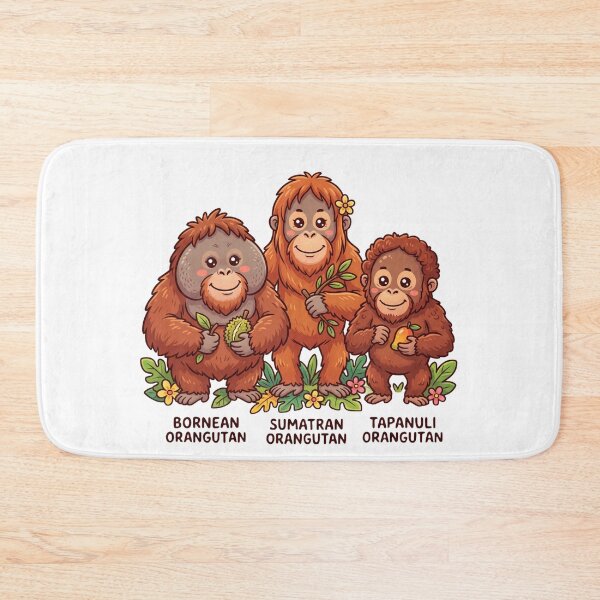 Item preview, Cute Kawaii Orangutan Trio | Sumatran, Tapanuli & Bornean Orangutans designed and sold by redsharkuk.