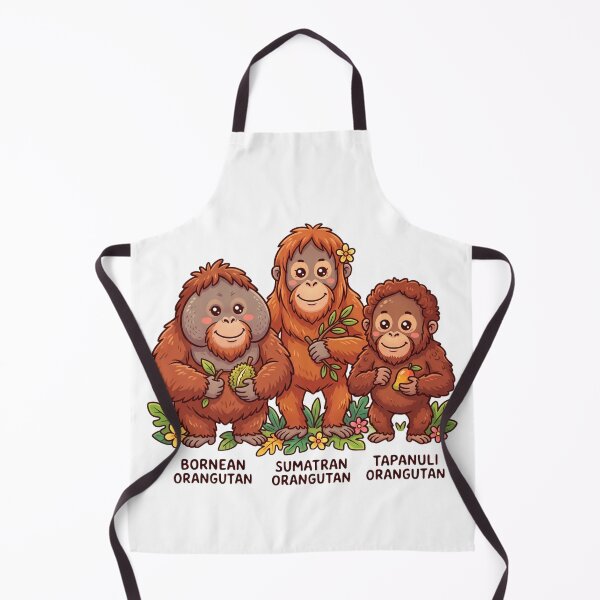 Item preview, Cute Kawaii Orangutan Trio | Sumatran, Tapanuli & Bornean Orangutans designed and sold by redsharkuk.