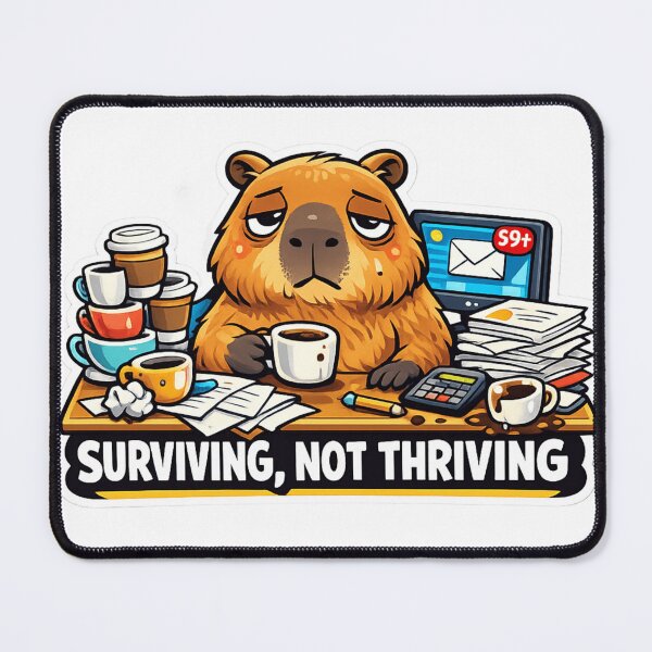 Item preview, Surviving Not Thriving Capybara Sticker designed and sold by Herodestroyer.
