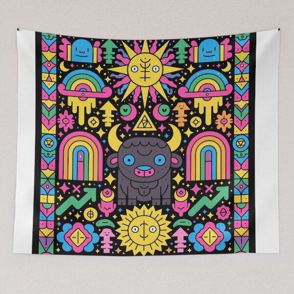 Item preview, Vibrant Taurus Bull: Prosperity & Cosmic Good Vibes designed and sold by Romgora.