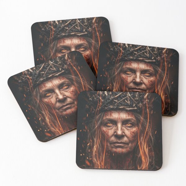 Item preview, Fire Shaman Priestess - Dark Pagan Ritual Fire Art designed and sold by GreenDreamArt.