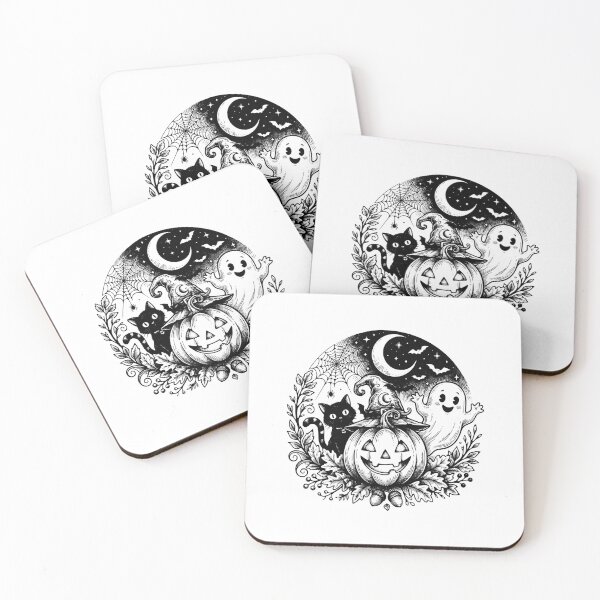 Item preview, Vintage Black Cat Witch Pumpkin Linocut Halloween Spooky Season designed and sold by ASN STUDIO.