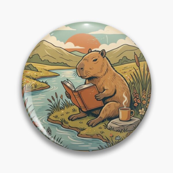 Item preview, Bookish Capybara Reserve Nature's Literary Escape Vintage Reader Design designed and sold by urbinet.